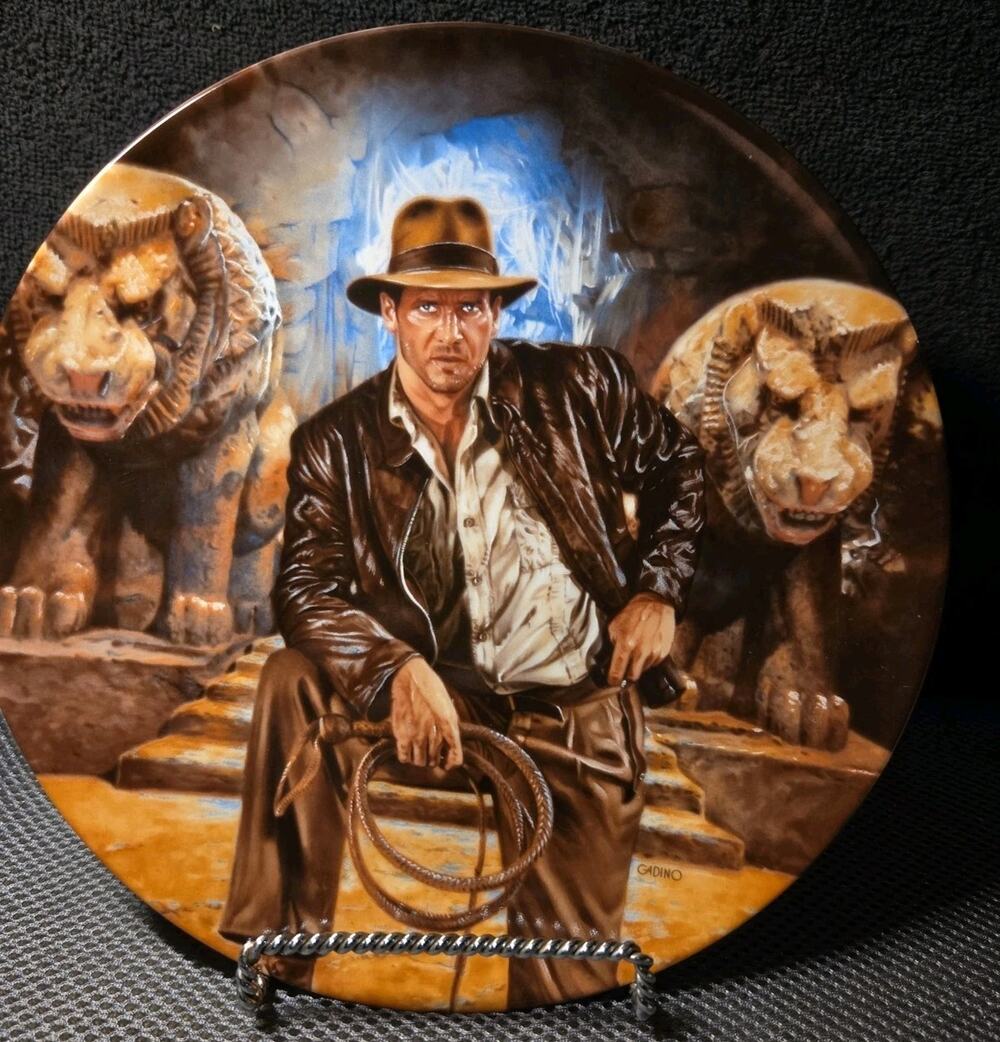 1989 Delphi collector's plate titled "Indiana Jones & the Last Crusade" artwork